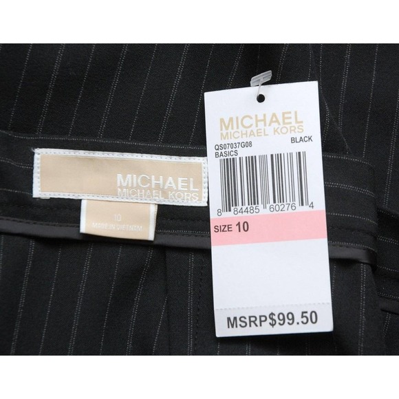 Michael Kors A-Line Above Knee Skirt Stertch Poly Blend Black/Stripe 8/10/14 $99 - Picture 5 of 5